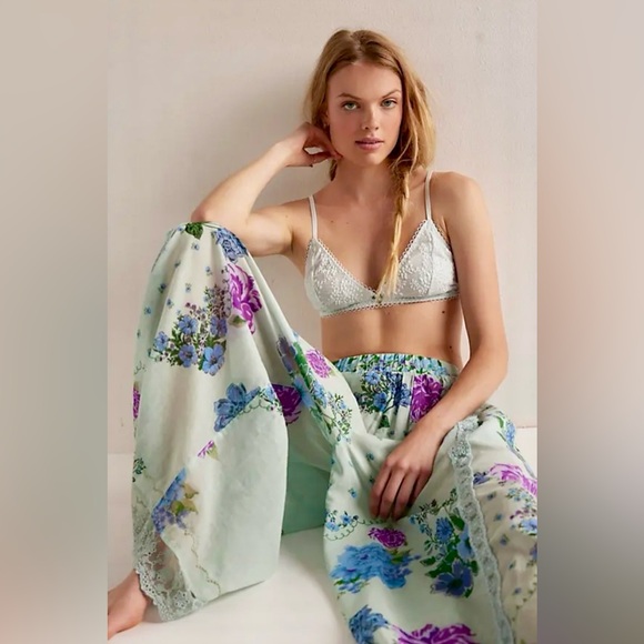 Free People Hey Lover Printed Sleep Pants – Sky Combo | NWT | Small | SOLD OUT - Picture 4 of 14